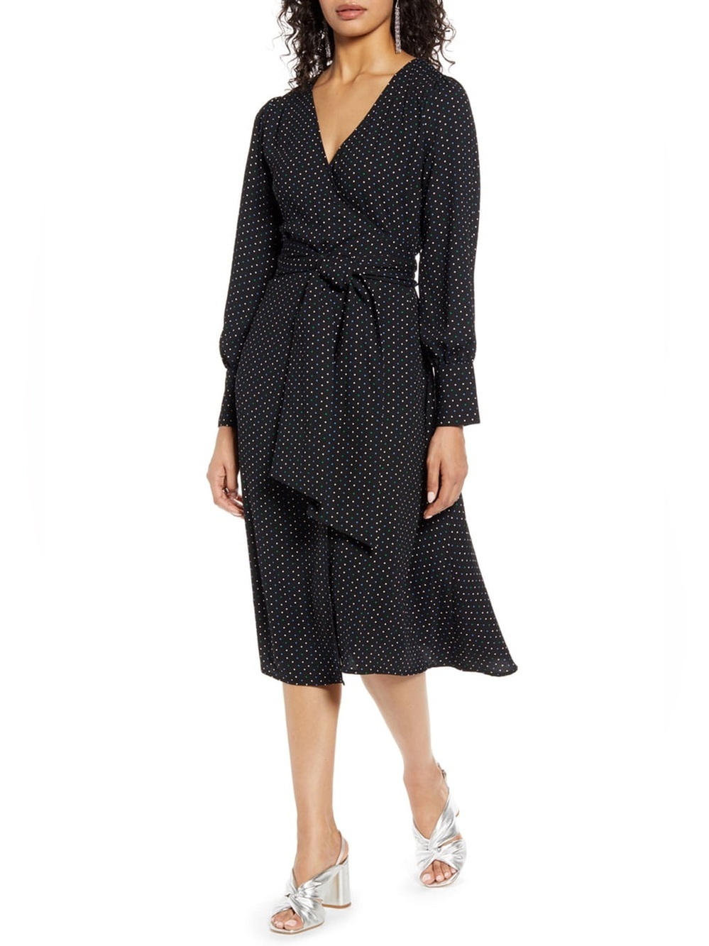 Halogen polka dot wrap dress, size XL